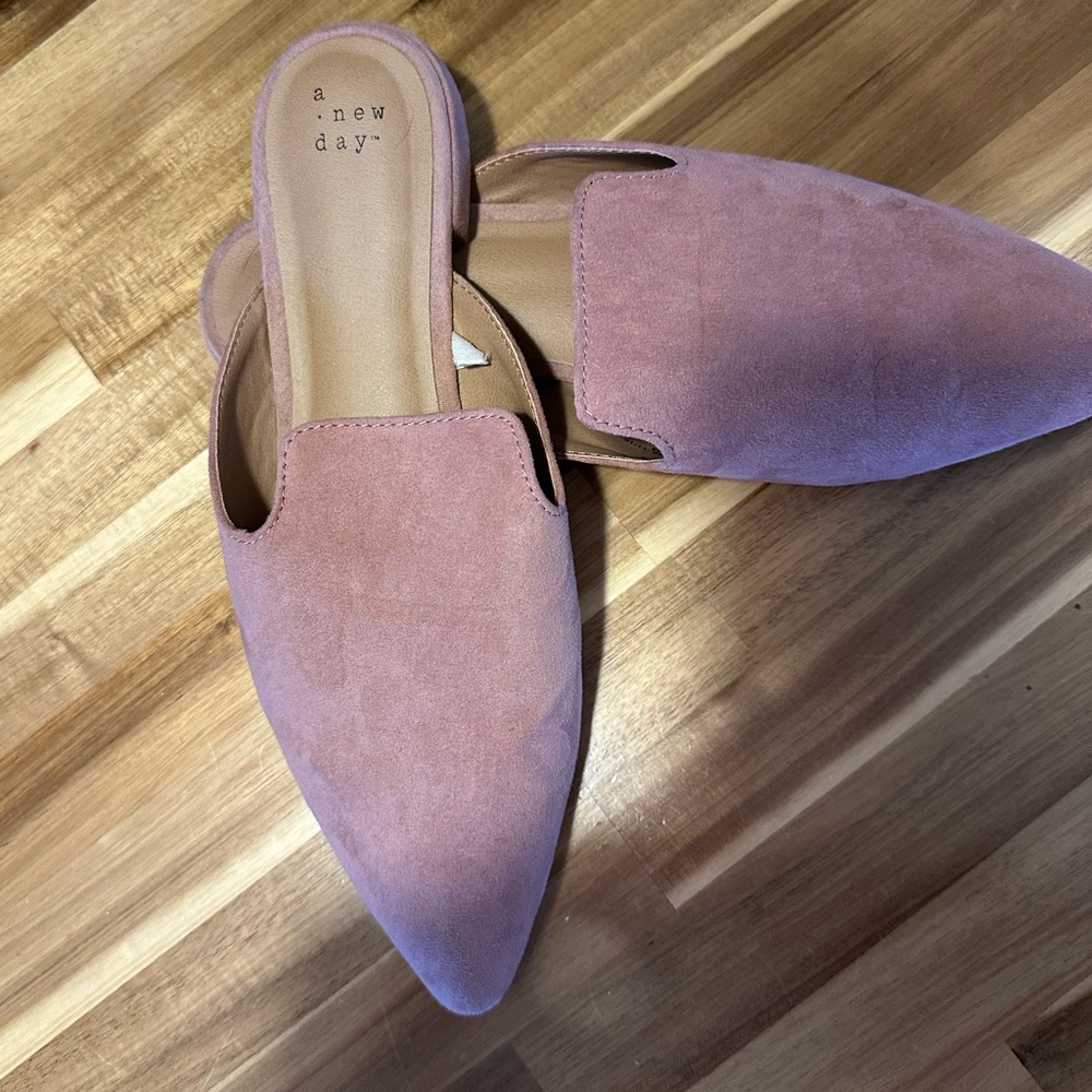 a new day Pink Suede Pointed-Toe Mules